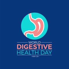 Vector illustration of world digestive health day on 29th may. Stomach health awareness campaign banner.