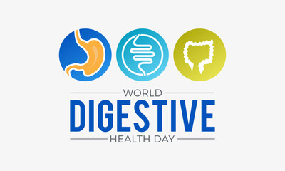 Vector illustration of world digestive health day on 29th may. Stomach health awareness campaign banner.