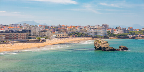 Biarritz city and its beaches of the Atlantic ocean, France - obrazy, fototapety, plakaty