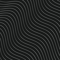 White waves on dark black back ground, Abstract seamless vector wavy pattern