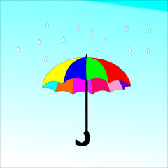rainbow umbrella with rain background