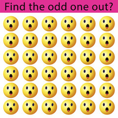 Obraz premium Find the odd one out vector illustration sheet. Spot the difference.