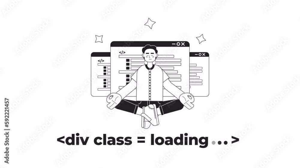 Poster animated bw div class loader. programming course. flash message 4k video footage. monochrome isolate