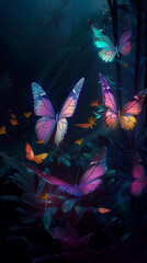 glowing butterfly in the night