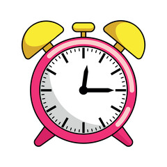 Red alarm clock isolated on white background