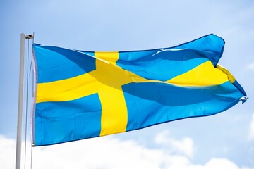 Flag of Sweden waving in the wind