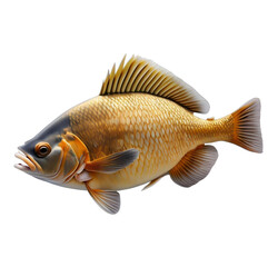 Fototapeta premium yellow gold silver fish, isolated, transparent, no background, PNG. Generative AI