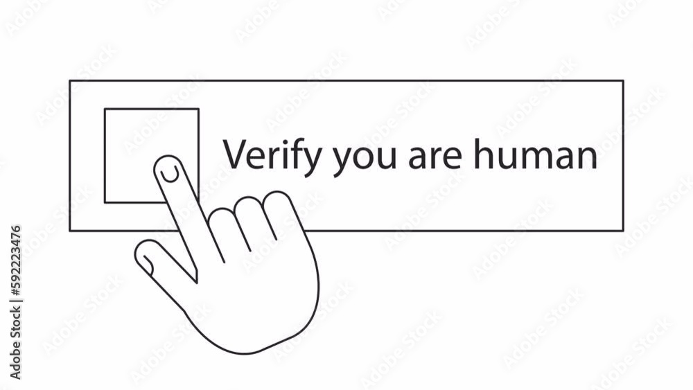 Poster captcha verification bw animation. animated please verify pop up 2d flat monochromatic thin line otp