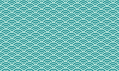 Green wave seamless pattern. Vector Repeating Textures.