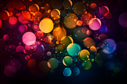 Abstract colorful gradient bubbles in fluid liquid art style. Generated AI