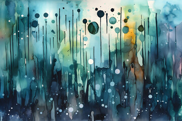 Abstract rain watercolor background. Generated AI