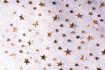 Background of transparent tulle with stars on white tulle.