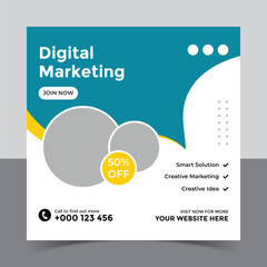 corporate social media post template and marketing social media post banner template, Vector Design Square Banner Promotion