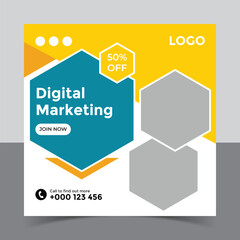 corporate social media post template and marketing social media post banner template, Vector Design Square Banner Promotion