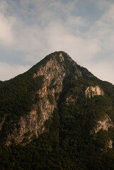 View on mountain with greens in Alps