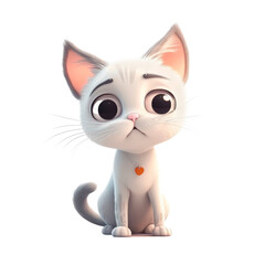Obraz premium Beautiful kitten with a smile in 3D cartoon style..Created with generative AI