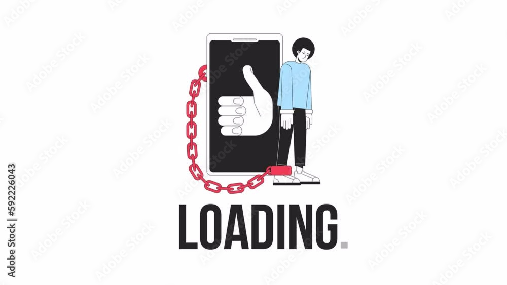Aufkleber chained to gadget loader animation. obsession of social media. flash message 4k video footage. isola