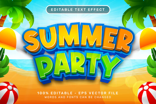 summer party 3d text effect and editable text effect with a beach background