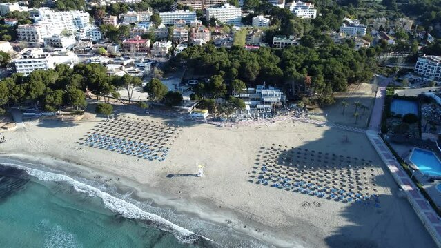 Aerial view of Gran Tora beach in Paguera, holiday destination in Majorca