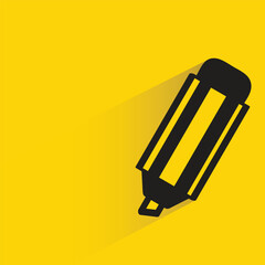 pencil with shadow on yellow background