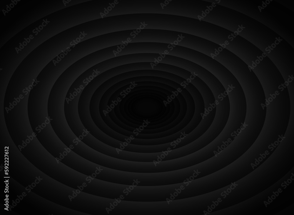 Poster abstract unusual horizontal illustration of black gradient volumetric ovals that approach each other