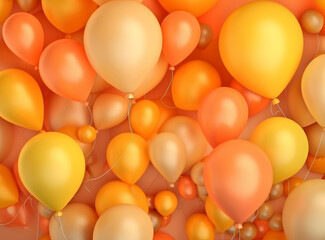 Naklejka na ściany i meble Happy Birthday Background with Balloons. Illustration AI Generative
