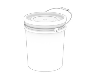 Paint bucket isolated on transparent background. 3d rendering - illustration