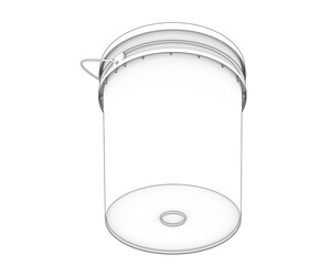 Paint bucket isolated on transparent background. 3d rendering - illustration