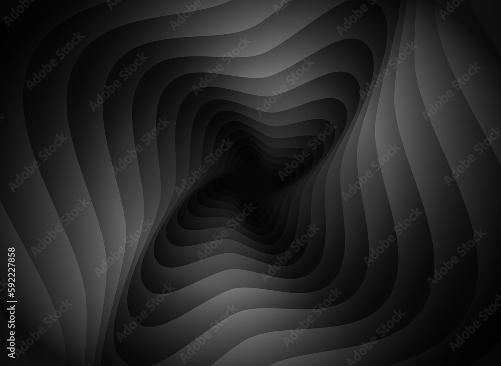 Aufkleber abstract unusual horizontal illustration or banner of wavy gradient gray and black lines that are la