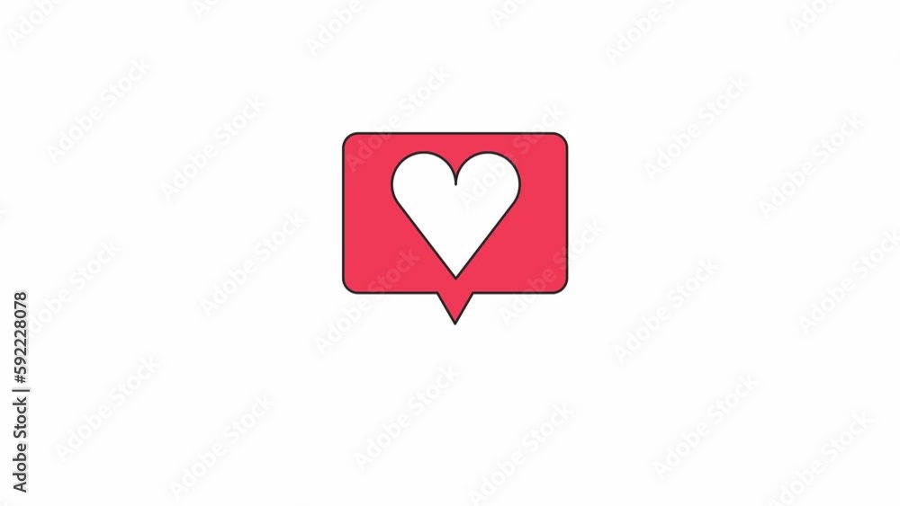 Poster animated floating like notification. flat outline style icon 4k video footage for web design. heart 