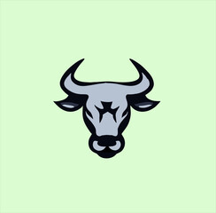 bull head icon design. bull animal vector logo illustration, gaming logo design