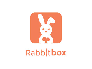 Pet care logo design. bunny hugging love concept