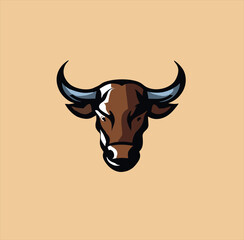 bull head icon design. bull animal vector logo illustration, gaming logo design