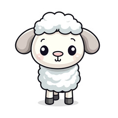 Mascot of cute sheep. Cartoon flat character vector illustration