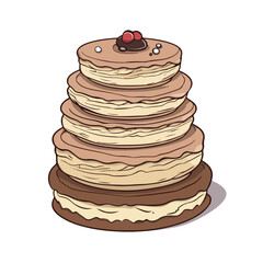 Tart cake with delicious topping cartoon flat vector illustration