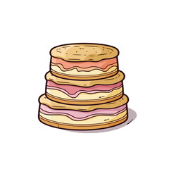 Tart cake with delicious topping cartoon flat vector illustration
