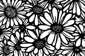 Fototapeta premium ai-generated simple line drawing illustration of daisy flowers