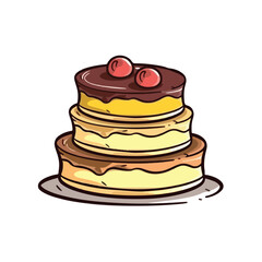 Tart cake with delicious topping cartoon flat vector illustration