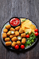 breaded crispy fried jalapeno poppers, top view