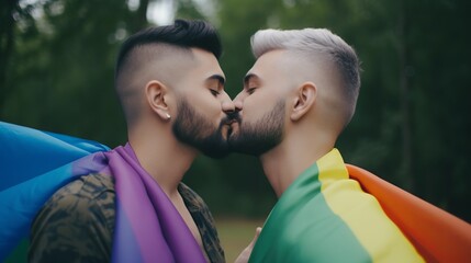 Gay couple Kissing, Gay Pride, Generative Ai