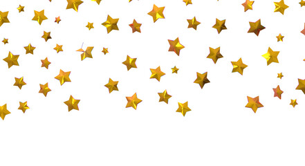 XMAS Stars - Banner with golden decoration. Festive border with falling glitter dust and stars.