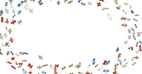 percent shopping digital in hand 3d.