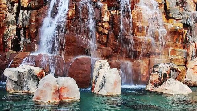 Cascading water over rocks in slow motion.