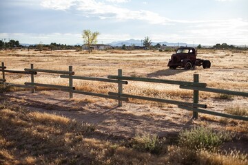 Closeup shot of an abandoned old rusted truck in Arizona, USA