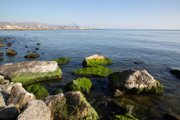 Rocks on El Campello Beach, Alicante; Spain - 592233494