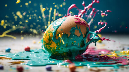 Obraz na płótnie Canvas Easter egg paint splash.