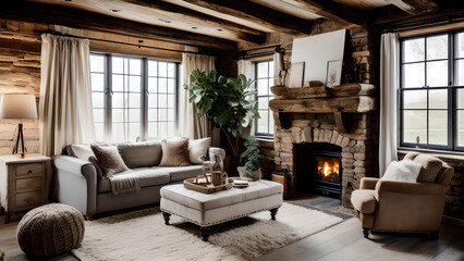 Obraz premium living room with fireplace