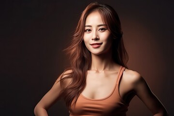 Fototapeta premium Asia girl, slim body and beautiful woman