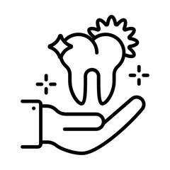 Hand with Sparkling Teeth concept, Dentist office Logo vector icon design, Dentistry symbol,Health Care sign, Dental instrument stock illustration 