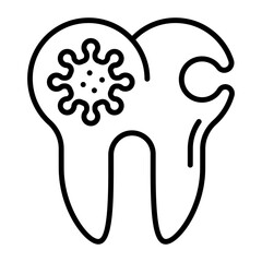 cavities are caused by bacteria concept, Streptococcus mutans vector icon design, Dentistry symbol,Health Care sign, Dental instrument stock illustration 